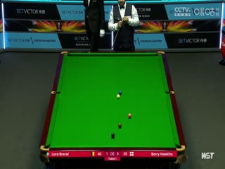 斯诺克巴里·霍金斯5-4卢卡·布雷塞尔20230825（李照）