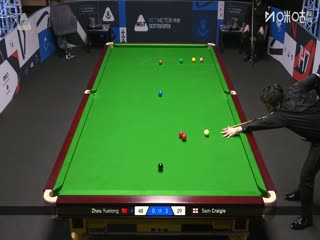 斯诺克苏格兰公开赛第一轮64进32周跃龙4-3山姆·克雷吉20251216